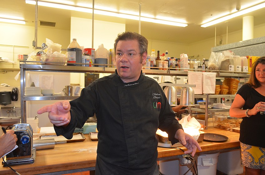Chef Andrea Bozzolo gives guests a hands-on pasta-making demonstration.