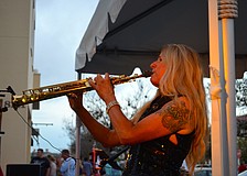 Pam Jefferies serenades the crowd.