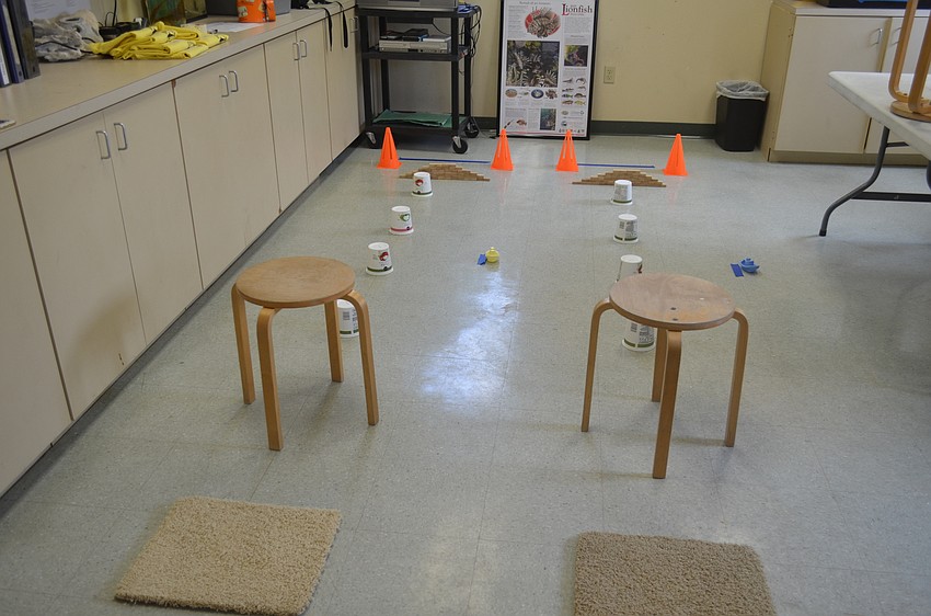 Campers tested their aquatic robots on an obstacle course.