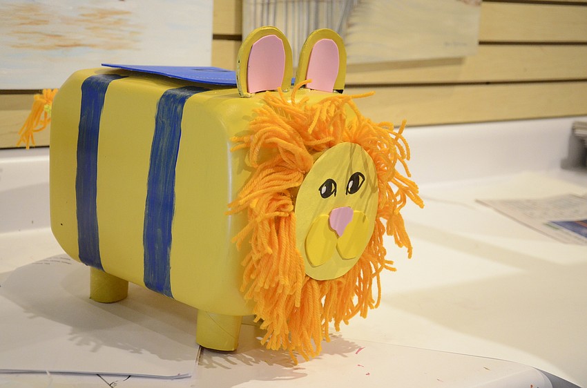 Camp participants made animal sculptures out of things like snack containers and toilet paper rolls.