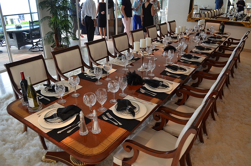 The dinner table artfully arranged in the Bobby Vinton house in the Lido Shores neighborhood.