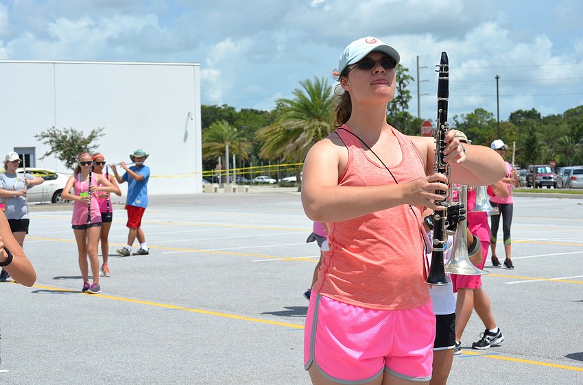 Megan Labrecque waits for formation instructions.