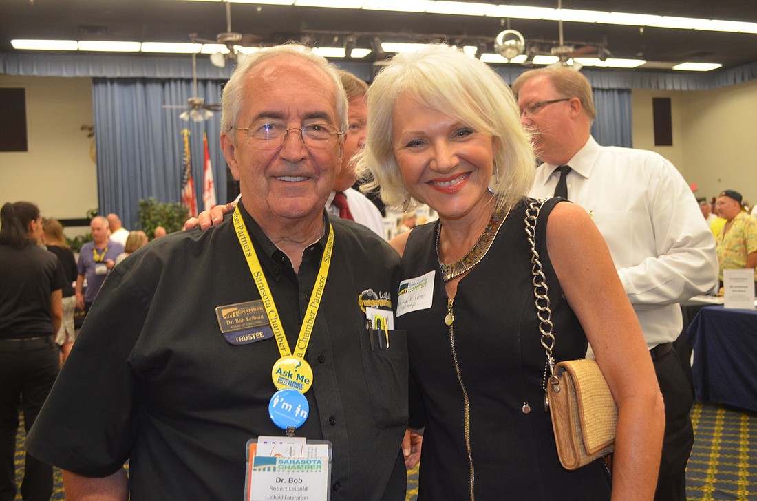 File photo. Bob Leibold and Melinda Lee attend the 2014 Sarasota Chamber of Commerce Prime Time event.