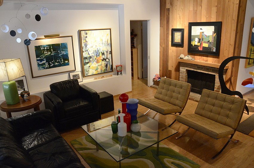 Hervieux’s living area features a mix of on-the-wall art and separate pieces.