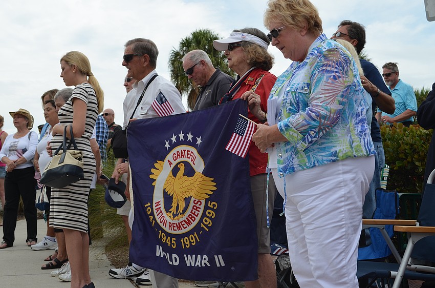 Jean Catsakis, center, represents the Daughters of the American Revolution.
