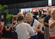 John Wilcher and Jacqueline Spencer share a moment on the dance floor.