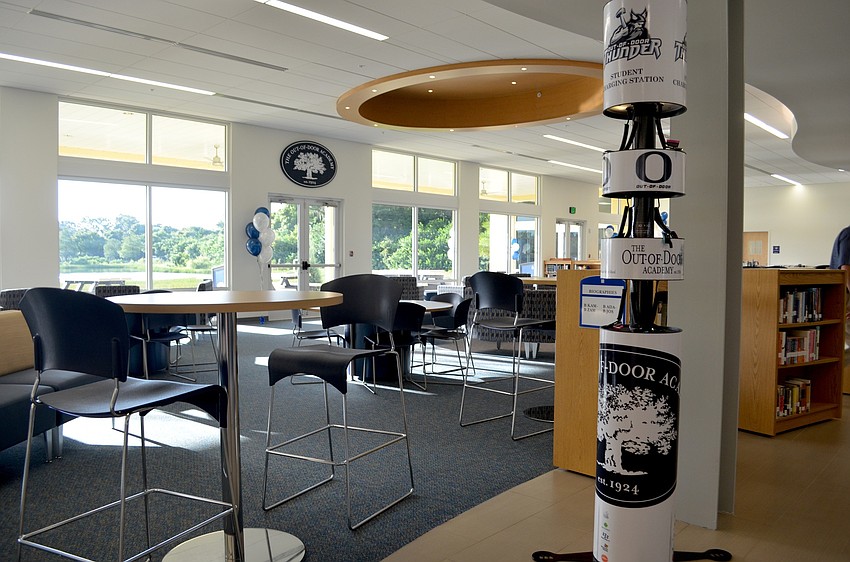 Students can use a charging port for cell phones, iPads and other devices.