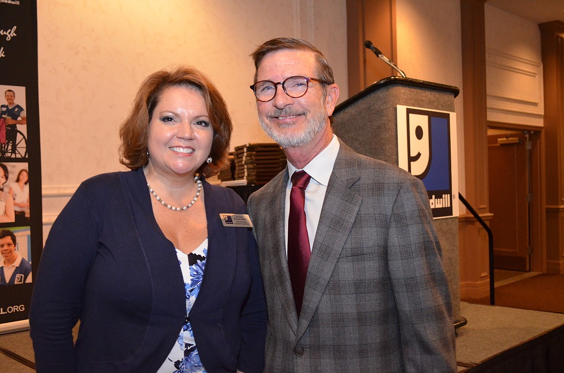 Vice President of the Goodwill Foundation  Veronica Brandon Miller with President and CEO for Goodwill Manasota Bob Rosinsky during the Goodwill Ambassadors Luncheon in April.