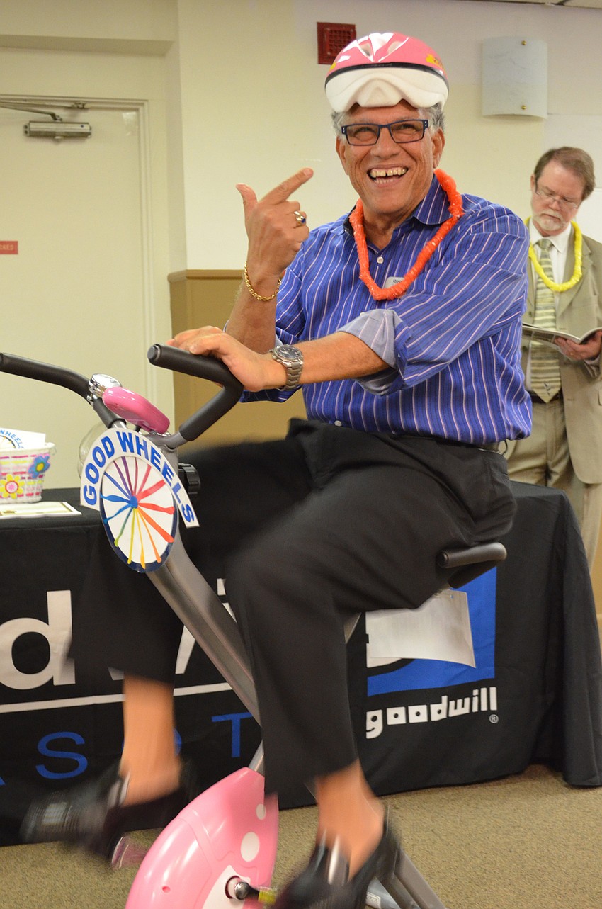 Eladio Amores takes a ride on the Goodwill Manasota 