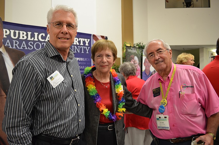 Sarasota Republican Club First Vice President Rod Thomson, former commissioner Nora Patterson and Dr. Bob Leibold