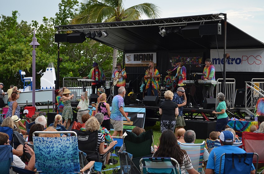 The band Yesterdayze performs for a packed crowd at the Van Wezel Performing Arts Hall.