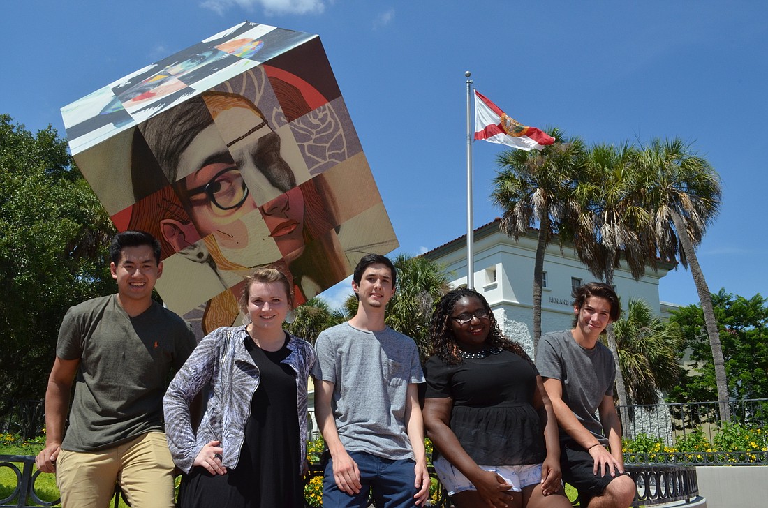 Incoming freshmen Ringling College students Mark Lim, Rebecca Morrello, Jack McCaffrey, Leandra Pearson and Lucas Riquenes bring different perspectives but a shared drive to Sarasota.