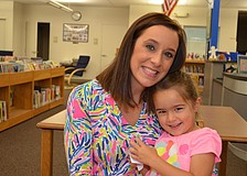 Andrea and Ella Hunt on the first day of school at Phillippi Shores Elementary School.