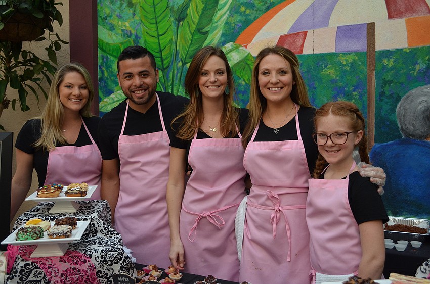 Ashley Najjar, Junior Chavez, Brigette Raymaker, La Dona Donuts owner, Chelsea Elliot and McKenzie Najjar.