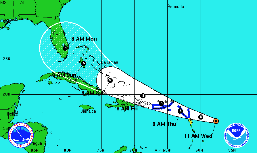 Tropical Storm Erika is slated to reach Florida as a category 1 hurricane.
