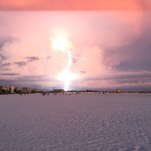 Lisa Hills submitted this photo of pink lightning on Siesta Key.