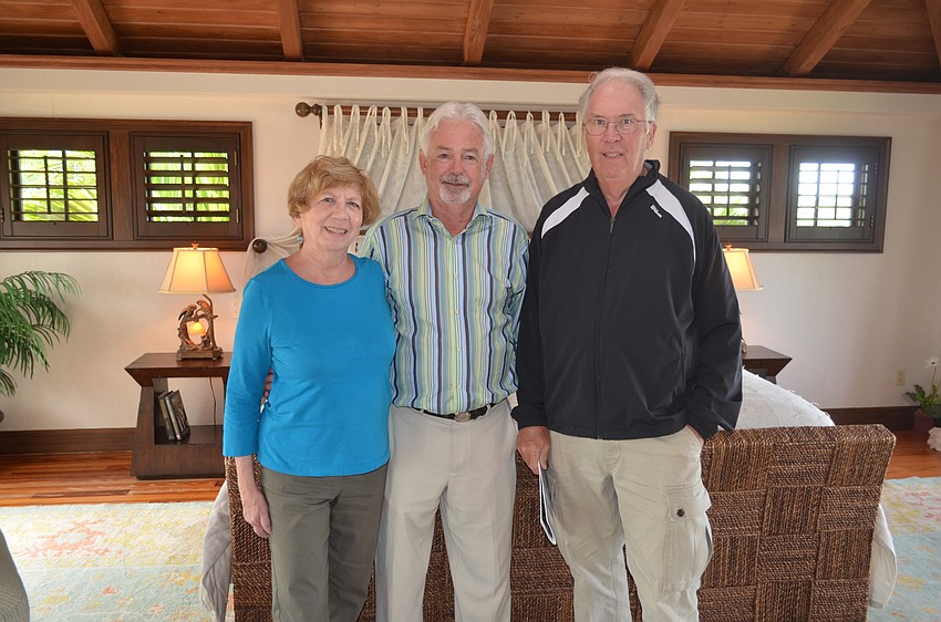 Barbara Katz, tour guide Mayor Jim Brown and Lowell Curtis