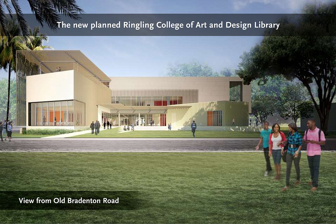 The 48,000 square foot library will feature the college's complete book and media collection along with an interactive study area, a cafe, and classrooms.