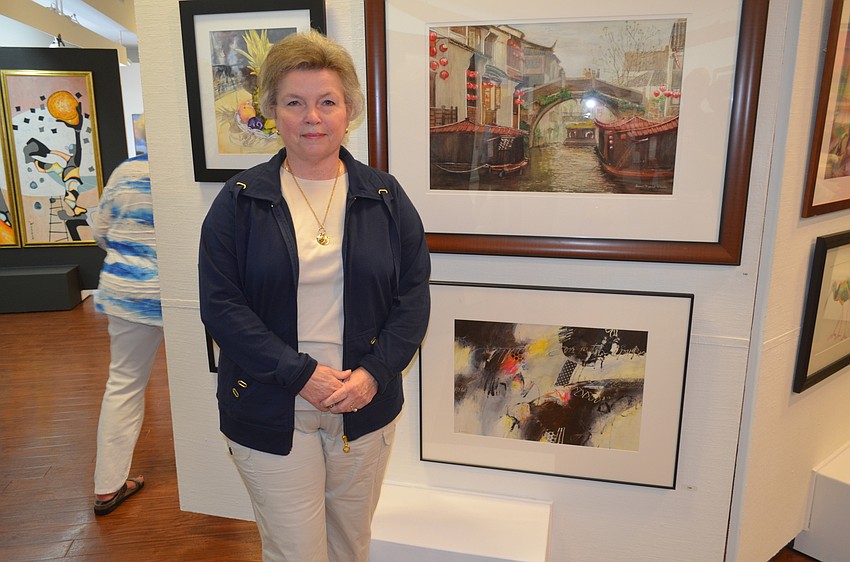 Artist Doreen Renner in front of her piece, “Allegro”