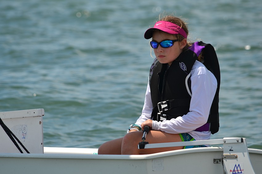 Lily Herndon waits for the race to start. Labor Day Regatta