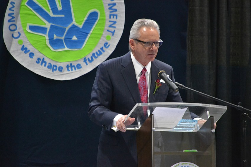 2015 CYD Leadership Breakfast honoree John Stafford addresses guests.