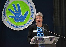 CYD Executive Director Karen Bogues thanks community leaders for their contributions to the organization.