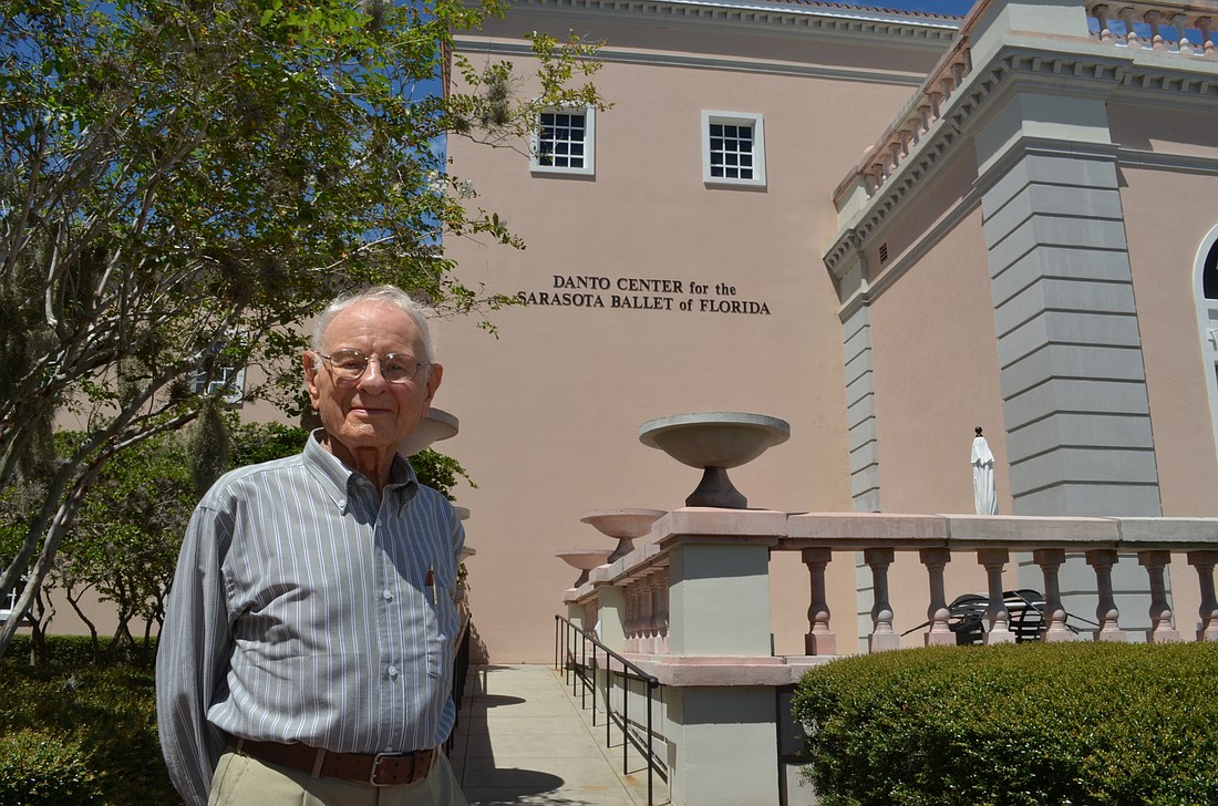 Ernie Kretzmer, 90, will be giving a substantial gift to the Sarasota Ballet so they can start building a new and much needed rehearsal space.