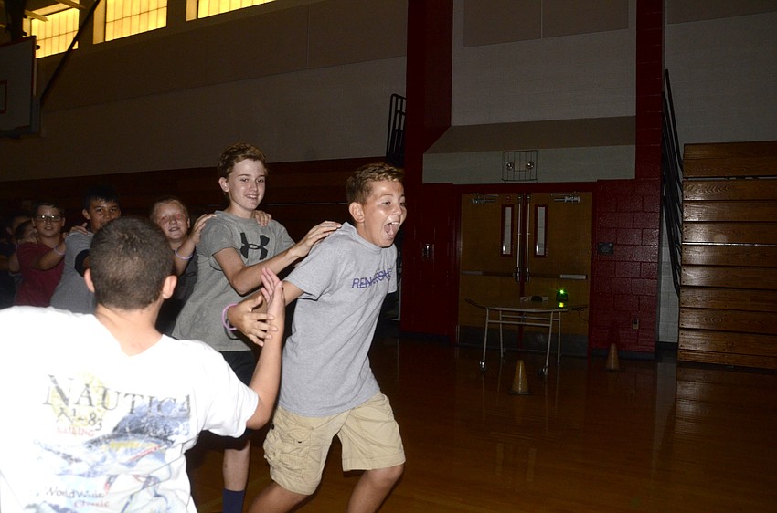 Kristian Josifov leads the charge around the gym.