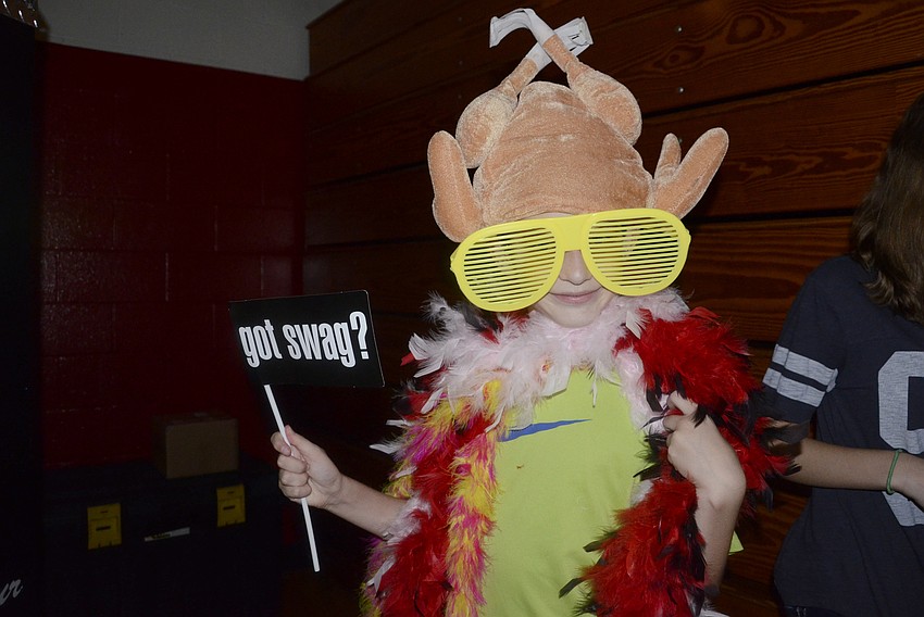 Kyle Davenport shows off his eccentric costume for the photo booth.