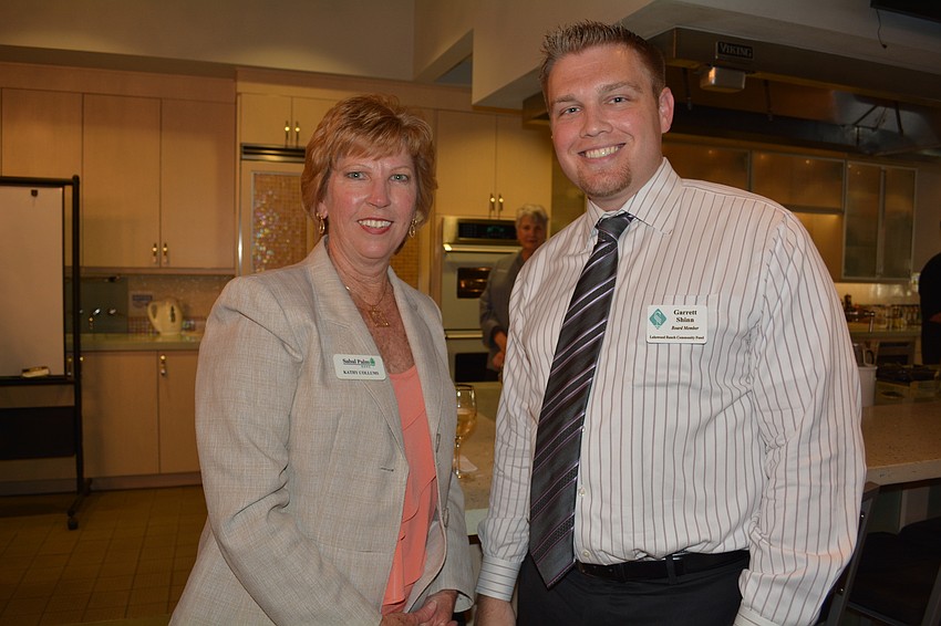 Kathy Collums chats with Lakewood Ranch Community Fund board member Garrett Shinn.