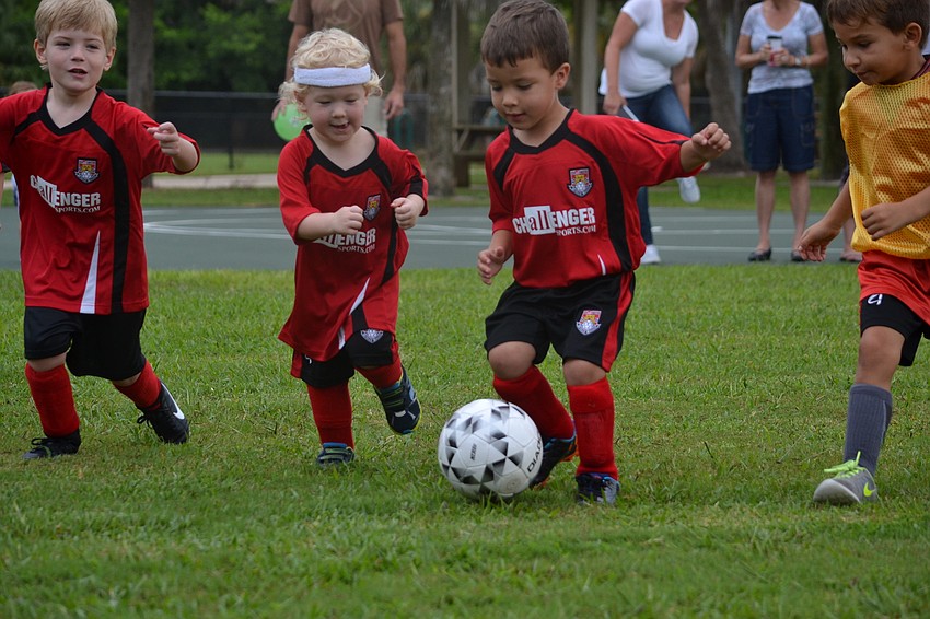Sean Daley keeps after the ball.