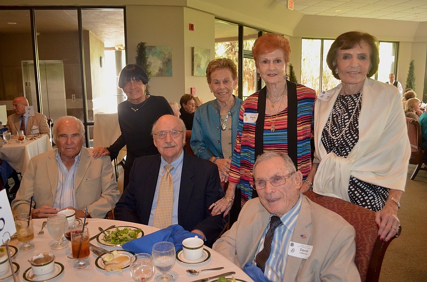 Bunny Shuman, Doris Caplin, Phyllis Troy, Mollie and David Lafferman, Joe Kopper and Alan Shuman strike a pose.