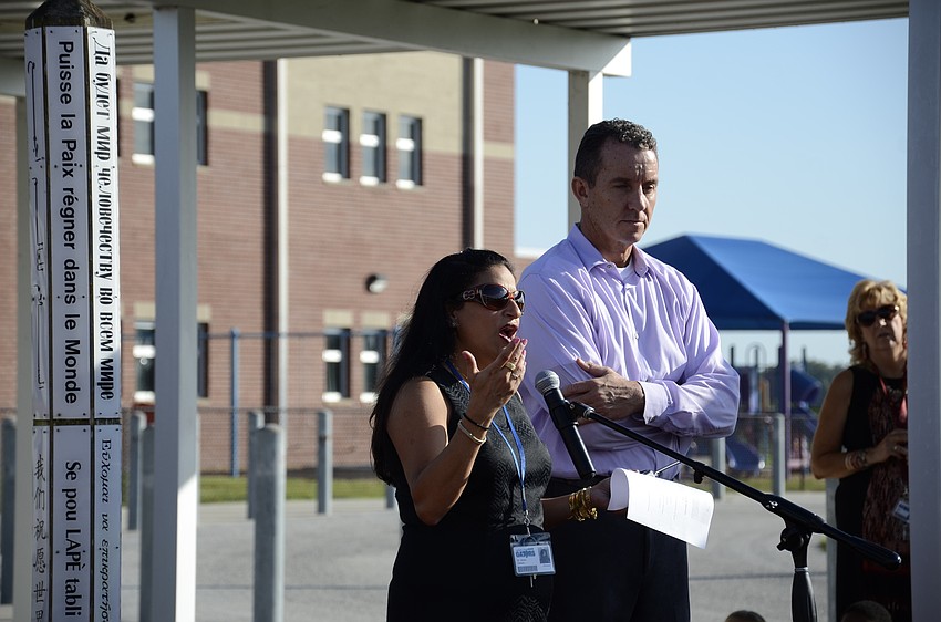 Principal Dr. Shirin Gibson and Assistant Principal Mike Kelley spoke during the assembly. 