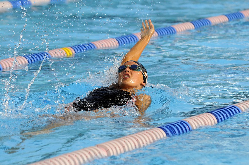 Elizabeth Voronina swam the leadoff leg of Sarasota's 200-yard medley A relay.
