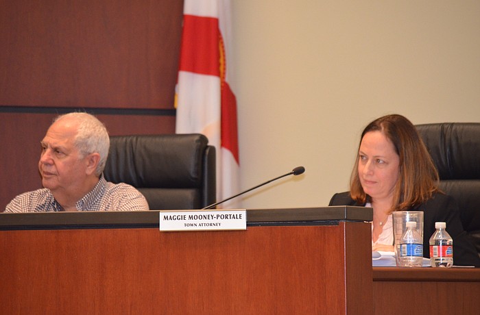 Town Attorney Maggie Mooney-Portale needed direction from the Town Commission Monday night on signs placed in government rights-of-way.