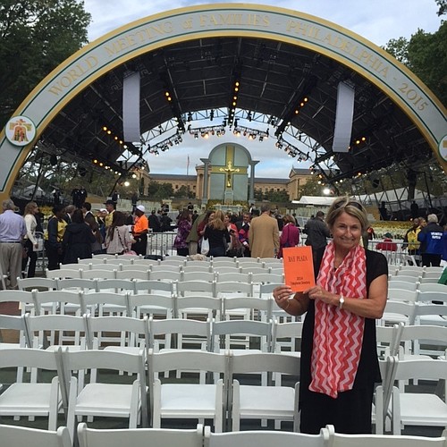 Courtesy photo. Mary Ann O'Neil at the outdoor service in Philadelphia for Pope Francis.