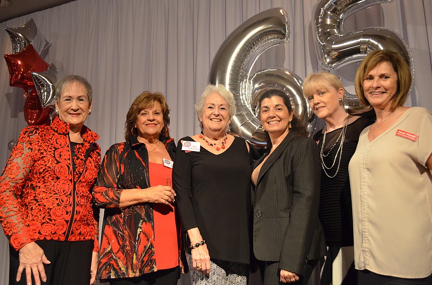 RWC President Peggy Wells with club officers Jane Blythe, Judy Falkenthal, Lourdes Ramirez, Chris Charlton and Sharon Whitfield.