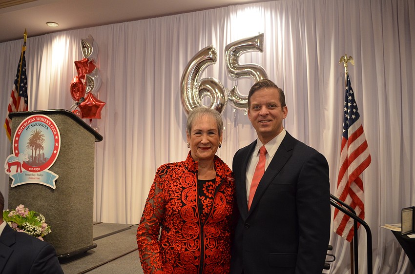 Republican Women's Club President Peggy Wells with Lt. Governor Carlos Lopez-Cantera.