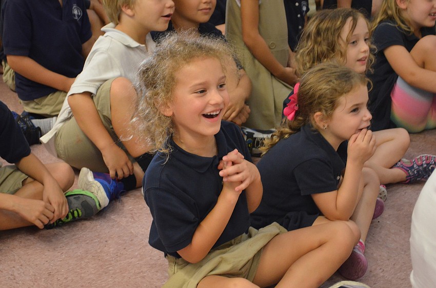Students react to the wildlife presentation.