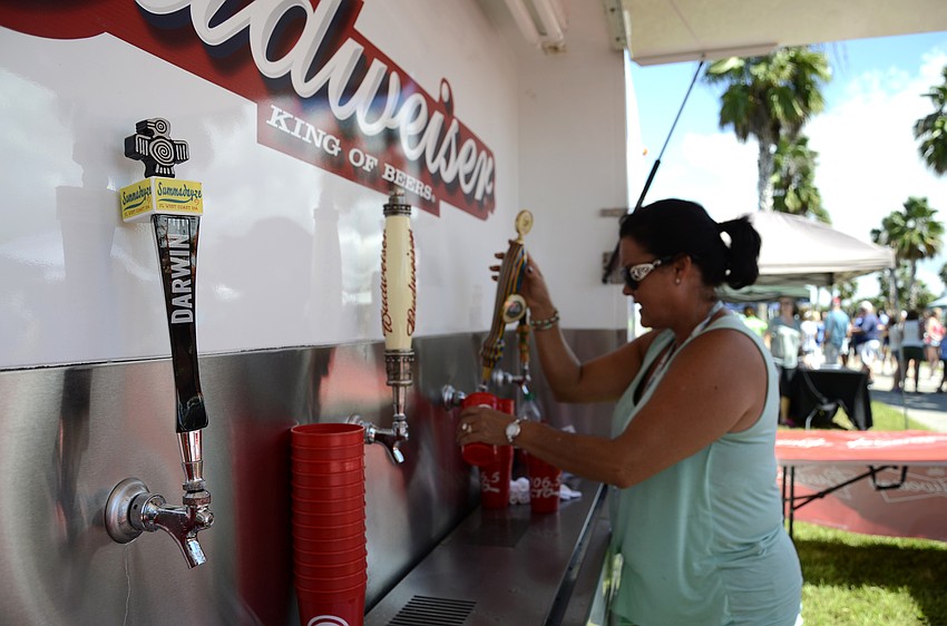 Danae Hill pours a Shocktop.