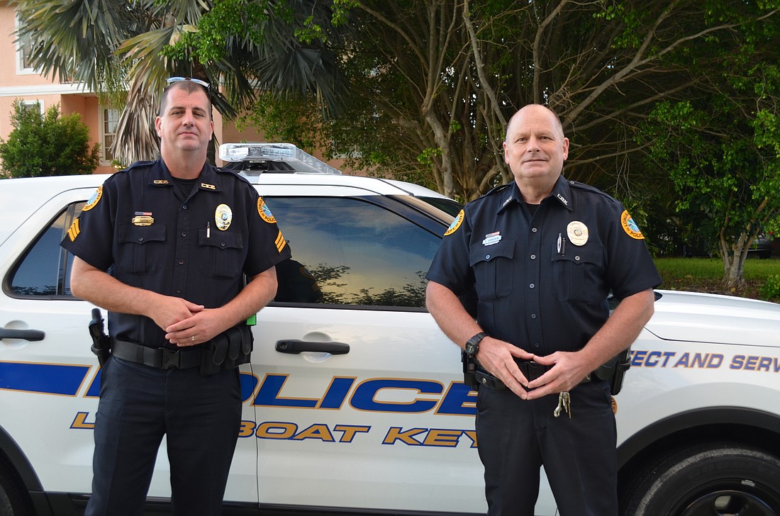 Longboat Key Police Sergeant Lee Smith and Officer Ray Bergeron activated their squad car lights in the 5400 block of Gulf Of Mexico Drive Sept. 30, which started a chase on the north end of the Key.