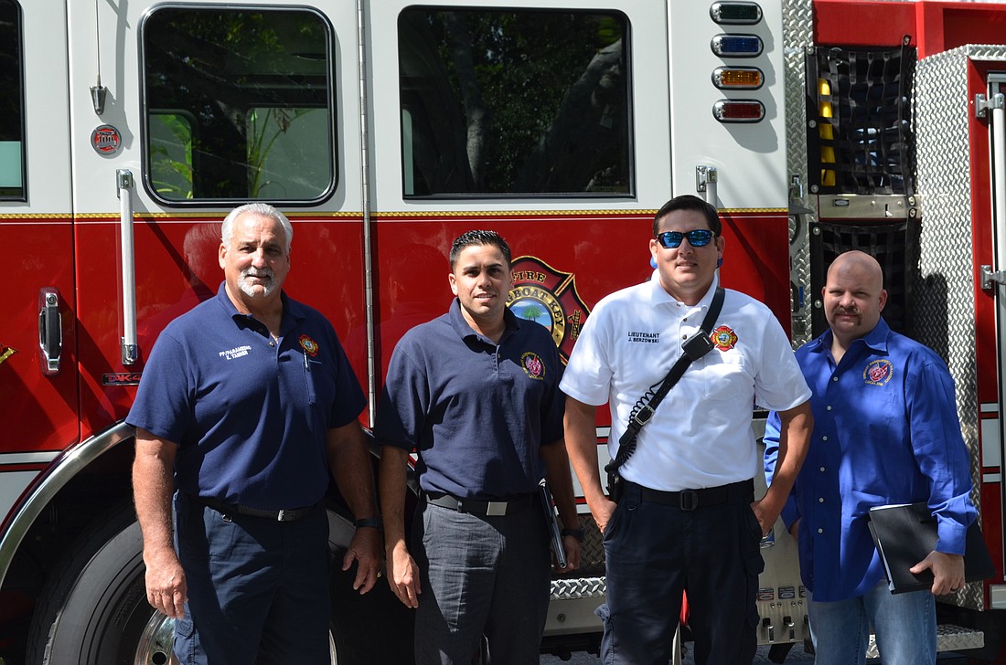 Longboat Key Fire Rescue Union Vice President Keith Tanner, firefighter/paramedic Jose Rivera Jr., Firefighter Lt. and union negotiator Jason Berzowski and firefighter/paramedic Brandon Desch make up the fire union's negotiation team.