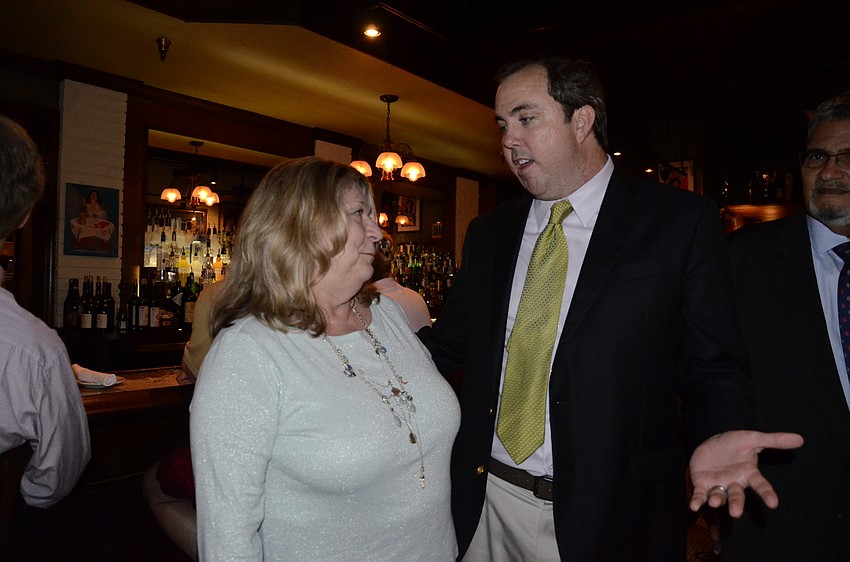 Rebecca Morgan, David Morgan’s mother, talks with Joe Gruters.