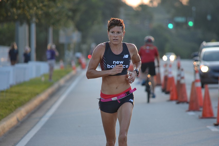 Heather Butcher finished first for females in the Phillippi Shores 7K