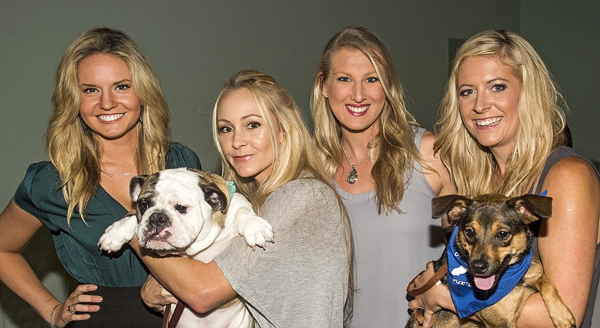Caitlin Miller, Amanda Waag with Belle, Deva O'Donnell and Ashley Ryan with Sugar