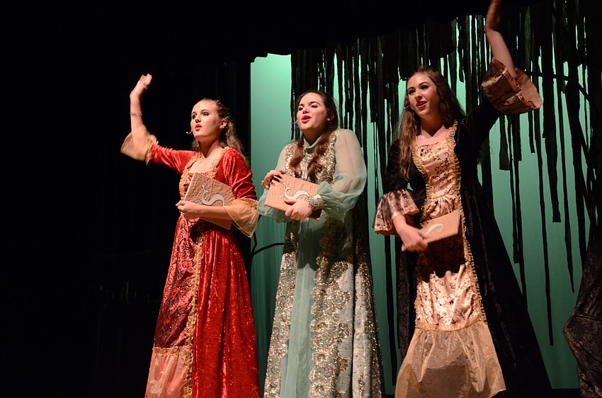 Tatiana Galante, Sarah Cox and Calissa Foege play the three storytellers who narrated parts of the play.