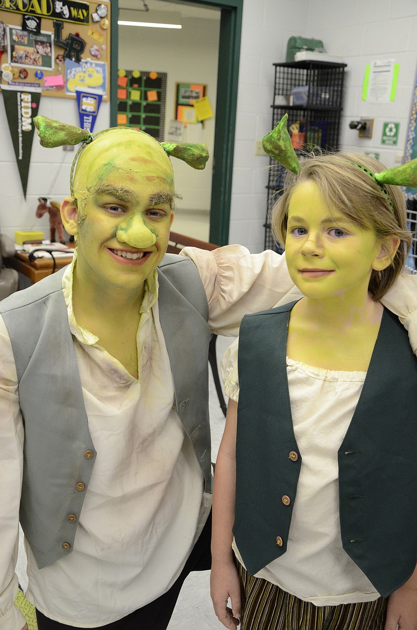 Jackson Helwege and Ethan Hall played Shrek and young Shrek.