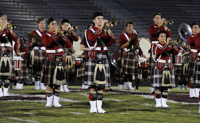 The Riverview Kiltie Marching Band performed the National Anthem before kickoff.