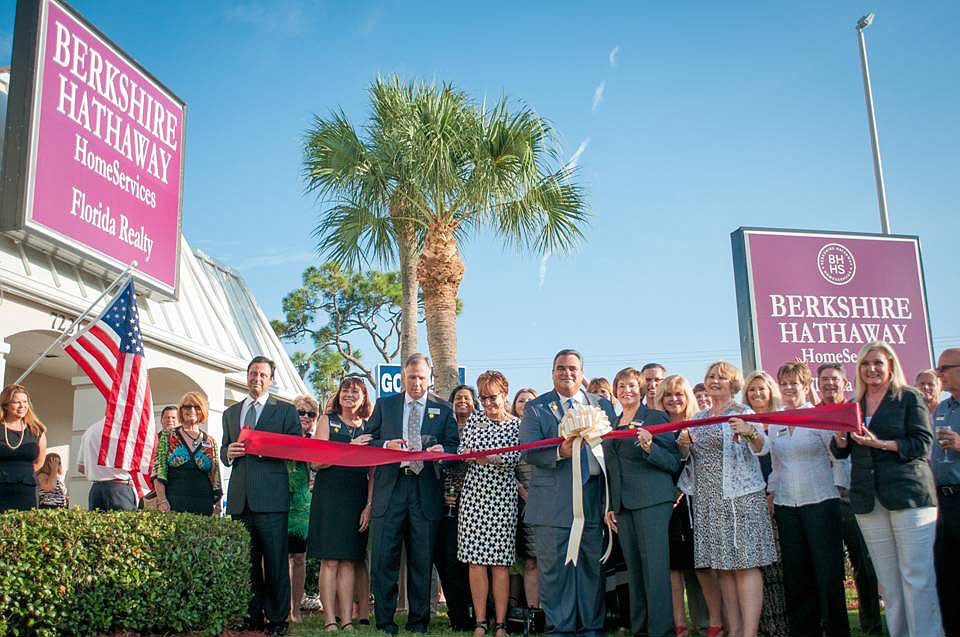 Courtesy photo. The ribbon cutting for the new Berkshire Hathaway HomeServices Florida Realty location near Palmer Ranch.