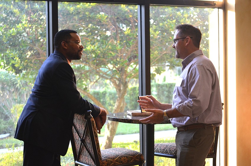 Jack Meredith and Reed Giasson make new friends at the event.